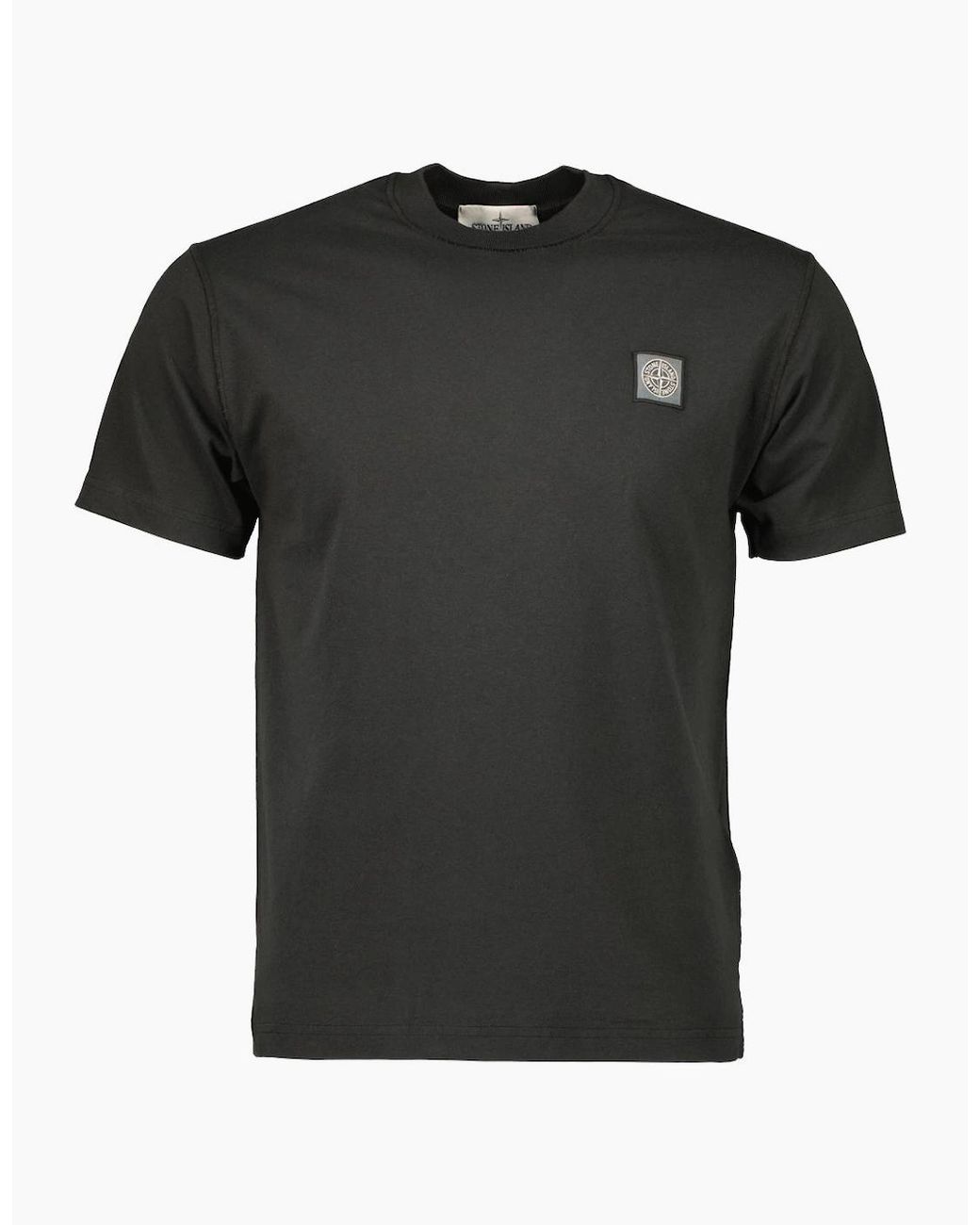 Stone Island Black Fissato Effect Short Sleeve T-Shirt for men