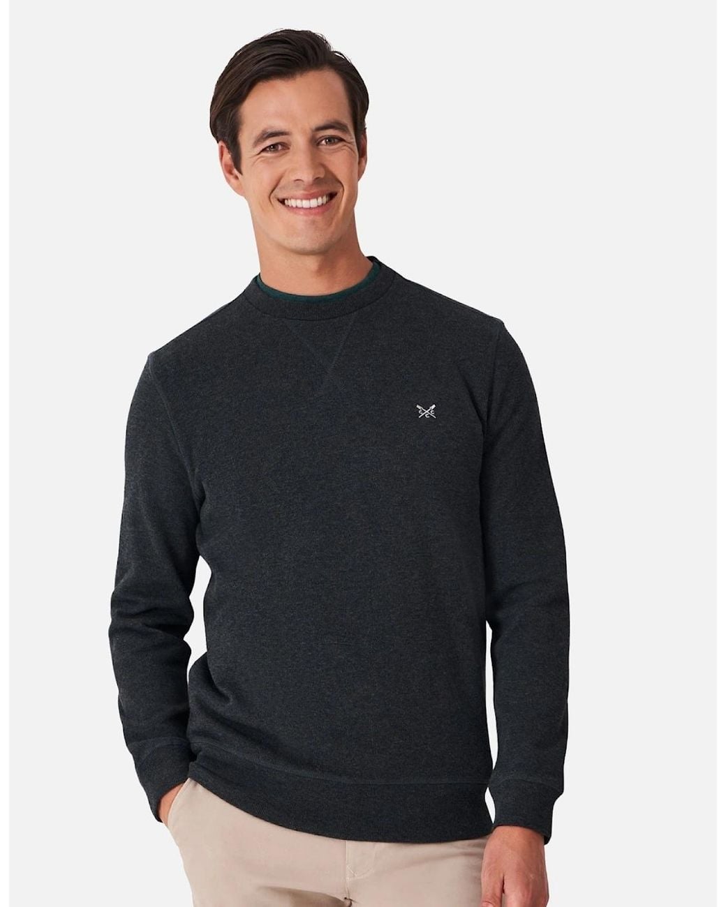 Crew Blue French Rib Crew Neck Sweatshirt for men