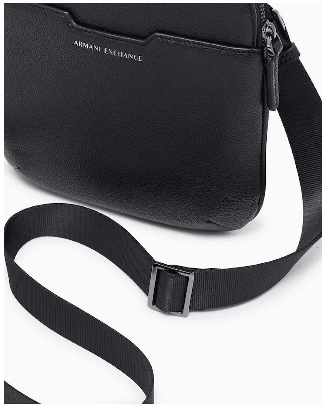 ARMANI EXCHANGE Black Embossed Logo Mini Crossbody Bag for men