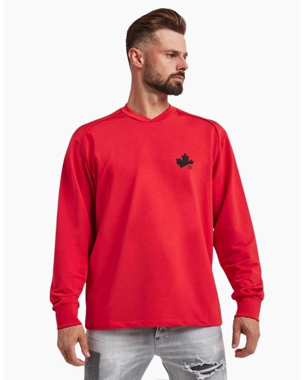 DSquared² Red D2 Maple Logo Sweater for men