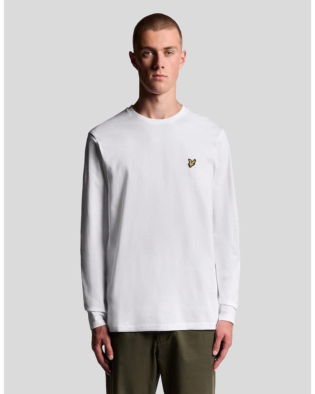 Lyle & Scott White Long Sleeve Cotton T-Shirt for men