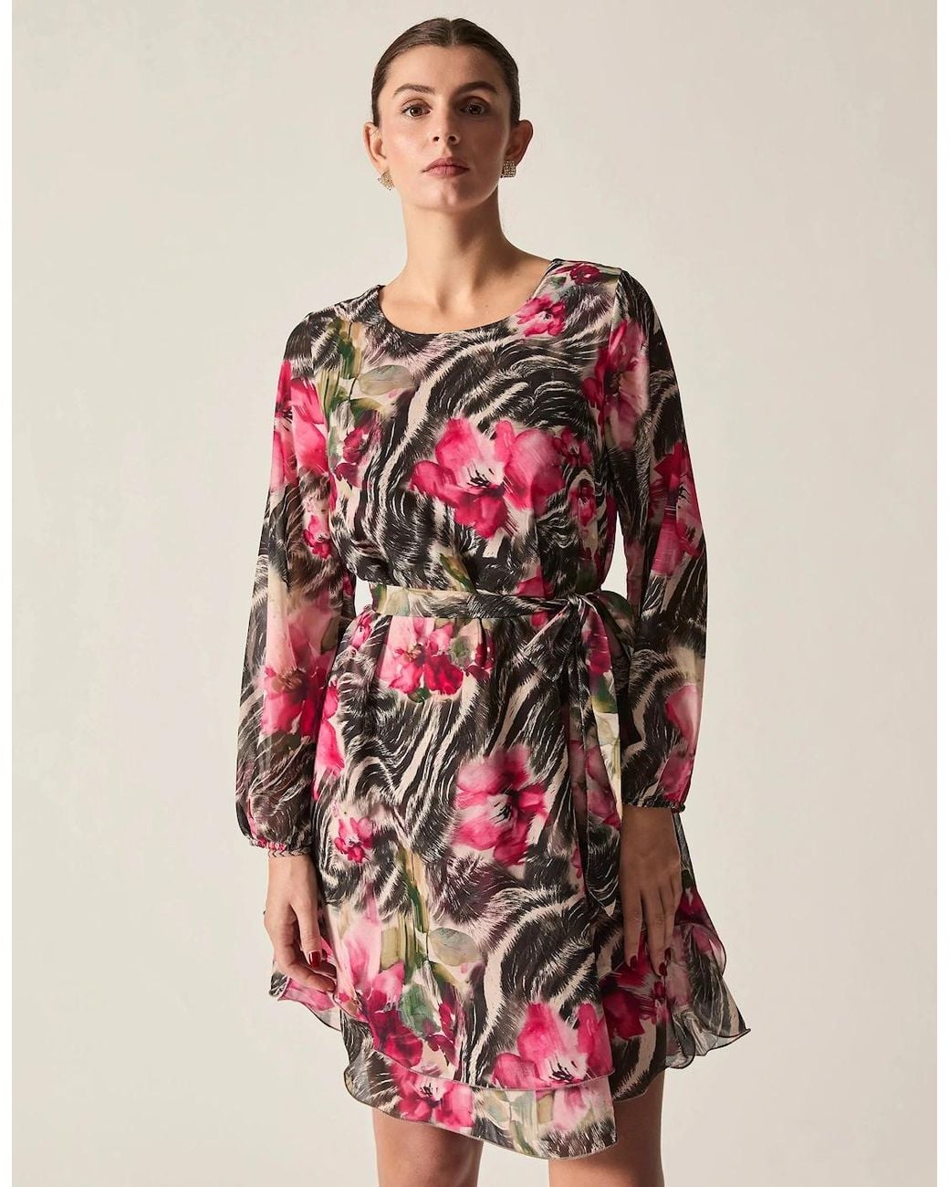 James Lakeland Multicolor Floral Print Belted Dress