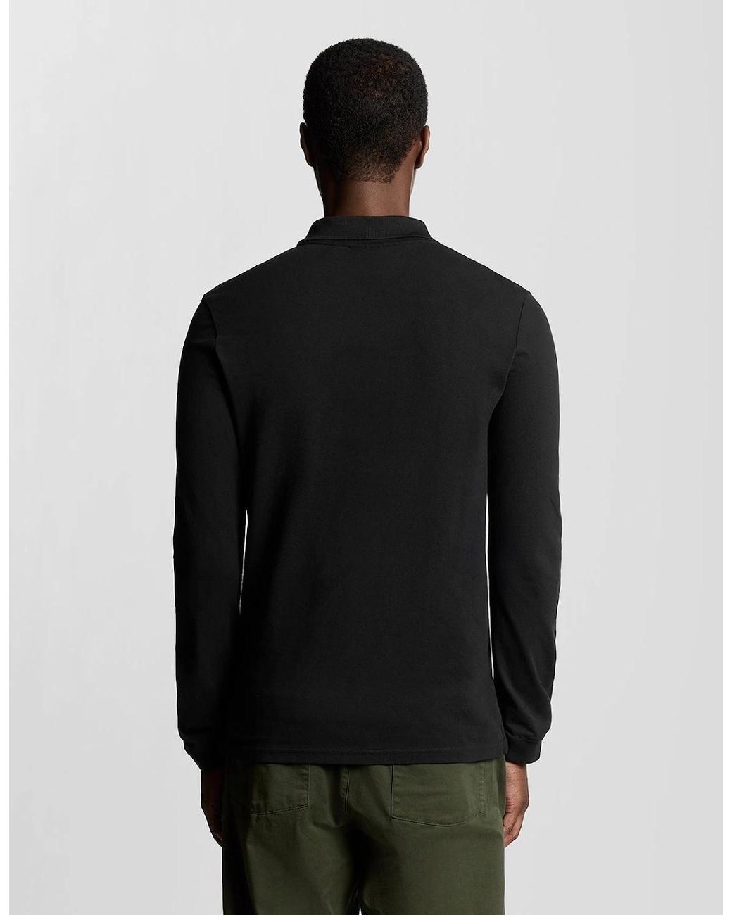 Lyle & Scott Black Long Sleeve Cotton Polo Shirt for men