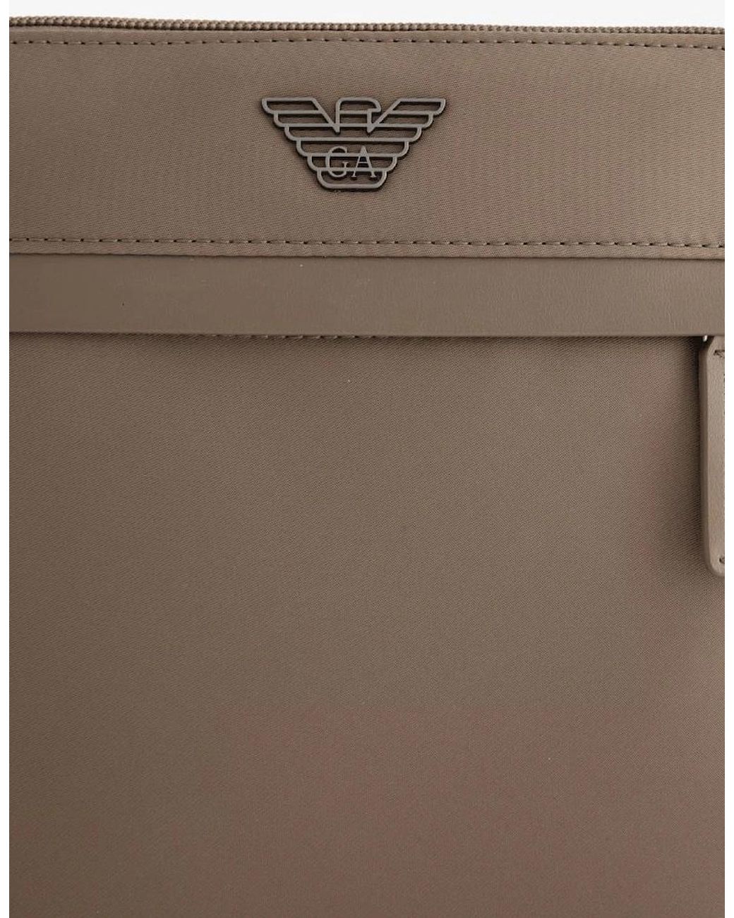 Emporio Armani Brown Nylon Eagle Logo Shoulder Bag for men