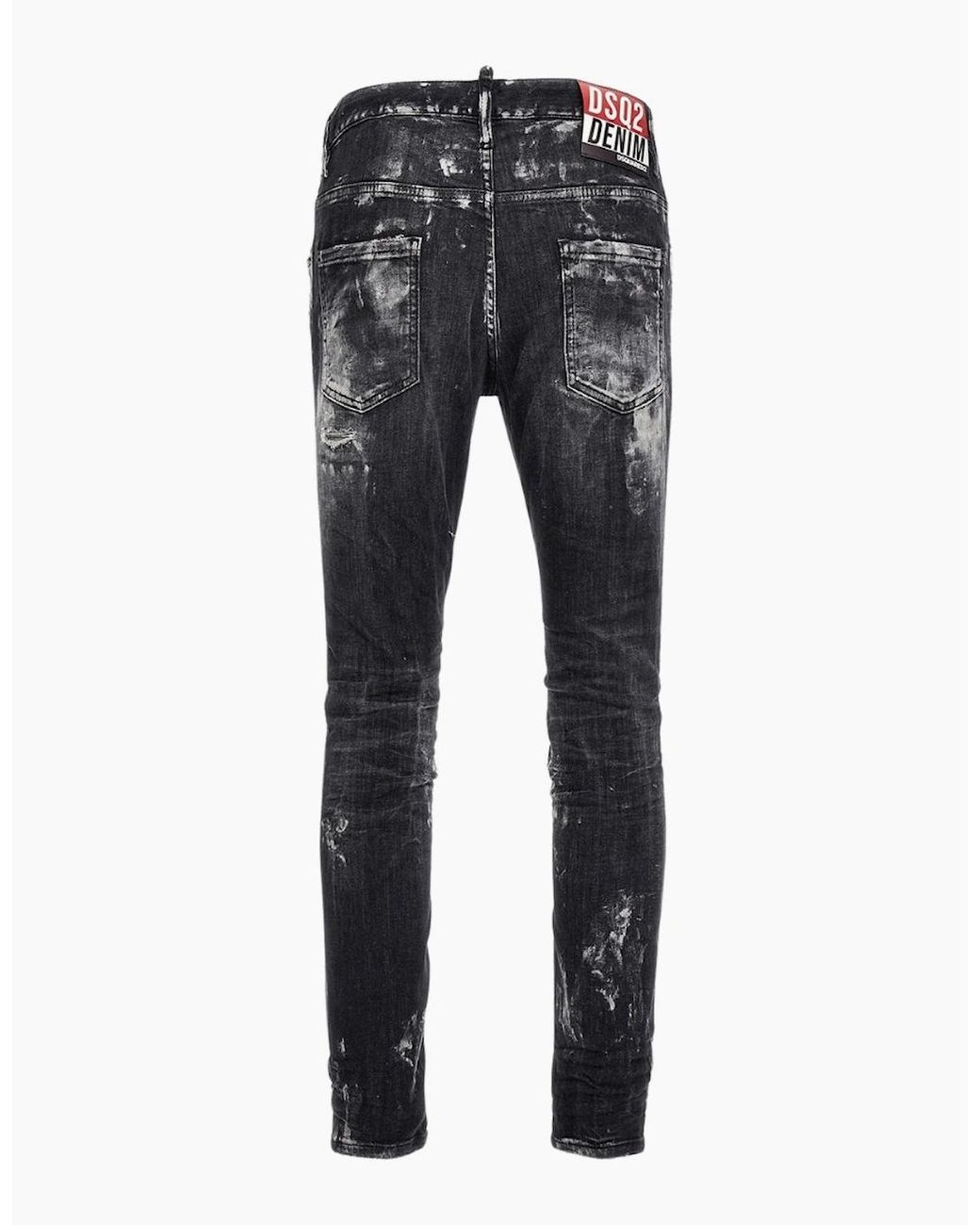 DSquared² Gray Super Twinky Jean Destroyed Paint Effect Jeans for men