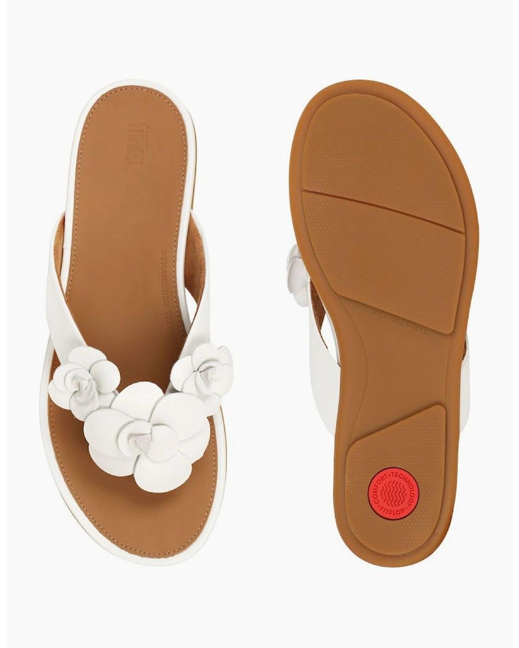 Fitflop White Gracie Flower Toe Post Sandals