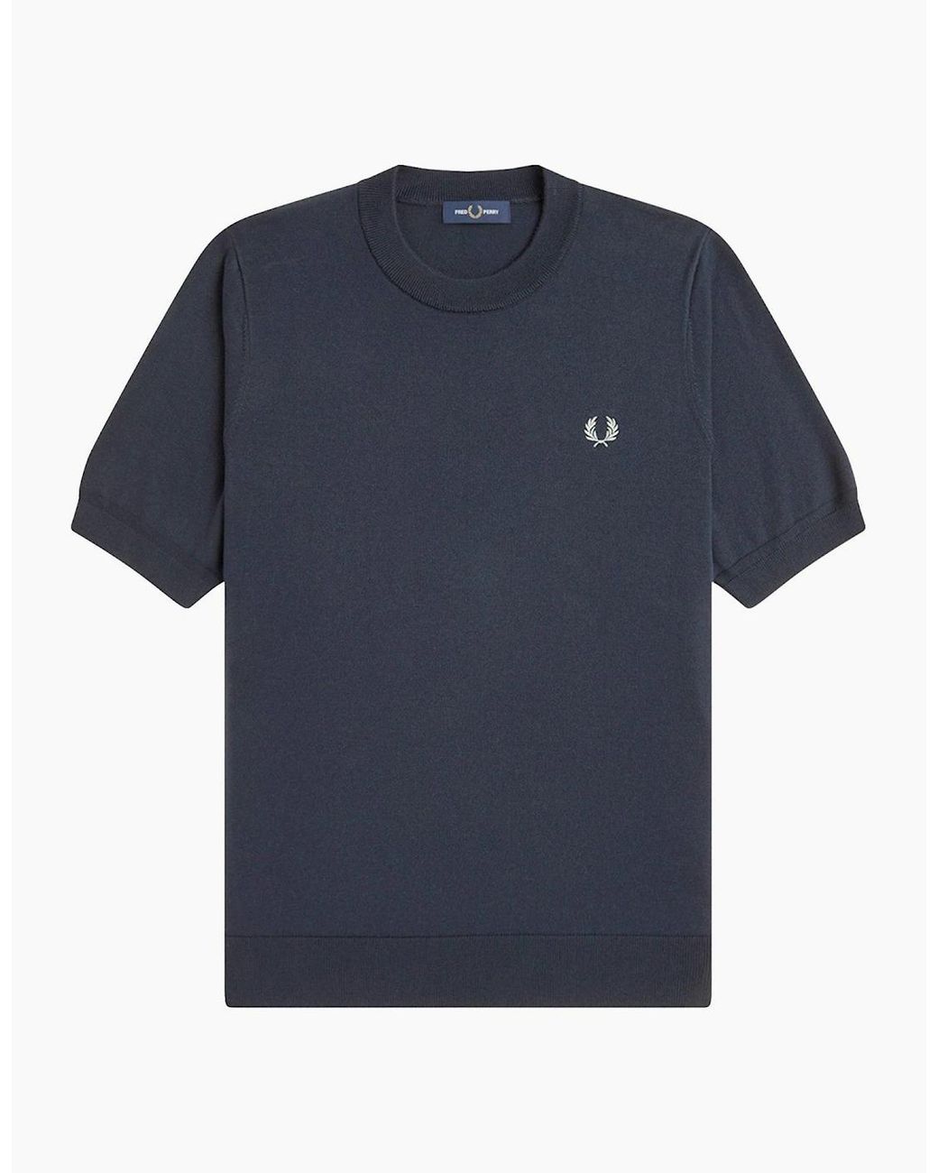 Fred Perry Blue Cotton Knitted T-Shirt for men