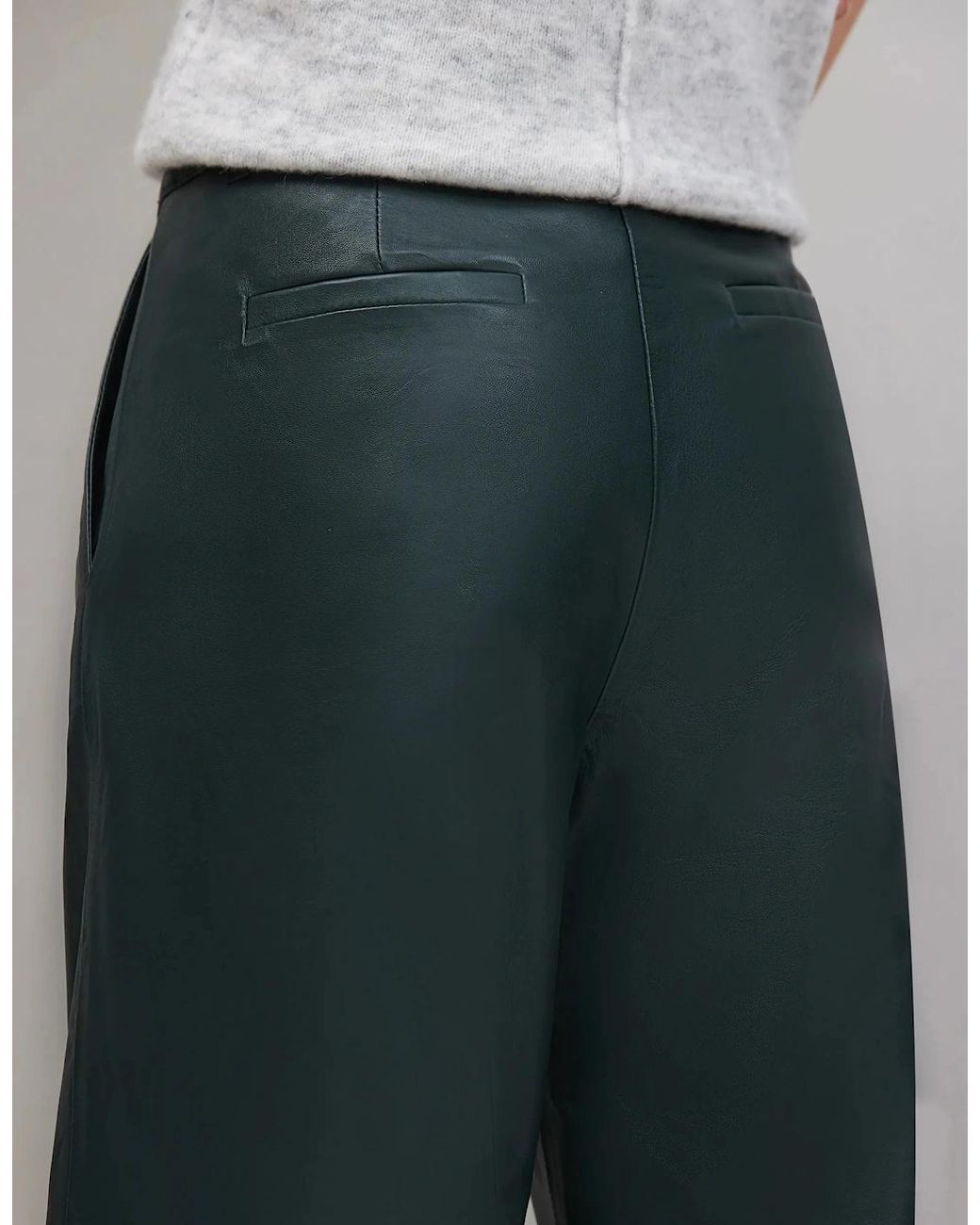 Ro&zo Green Dark- Leather Wide-Leg Trousers