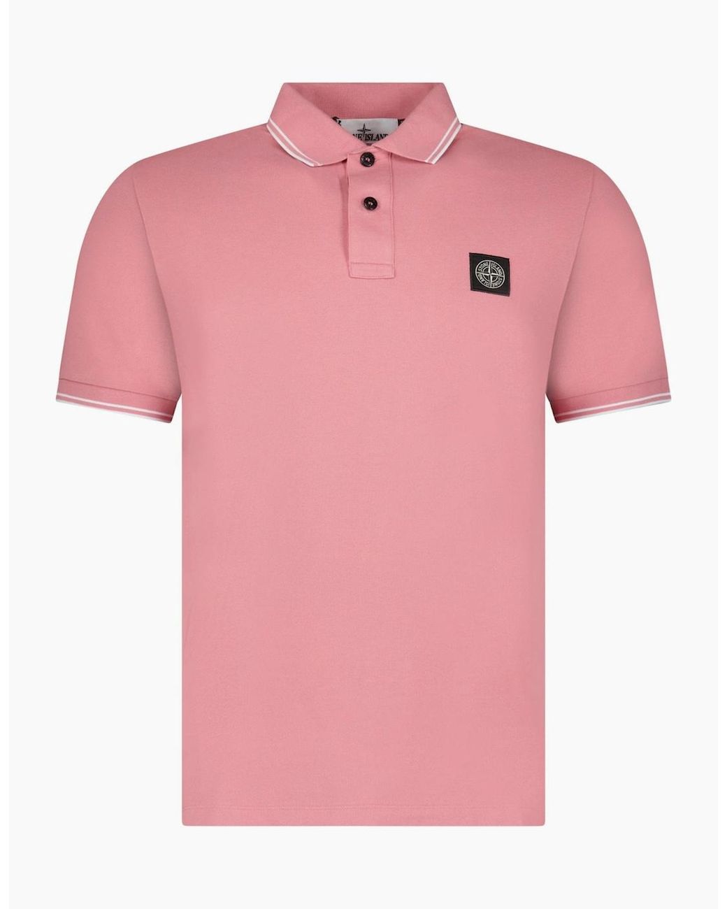 Stone Island Pink Compass Logo Polo for men