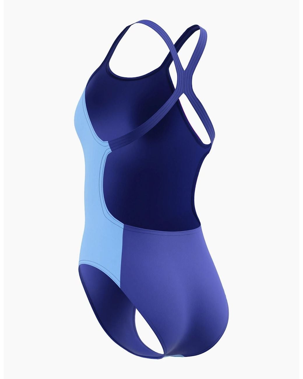 Speedo Blue Ladies Placement Powerback Printed One Piece Swimsuit