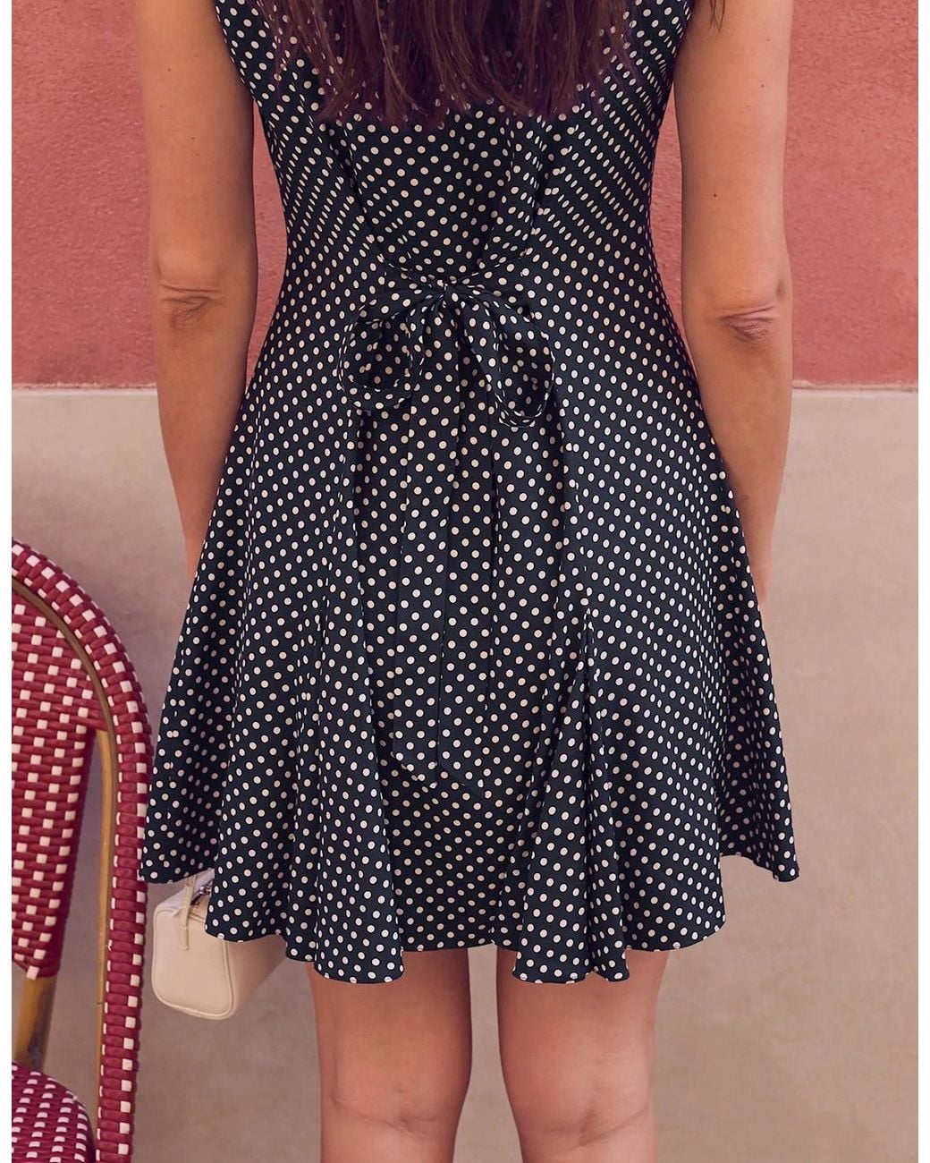 Ro&zo Blue Polka Dot Godet Mini Dress