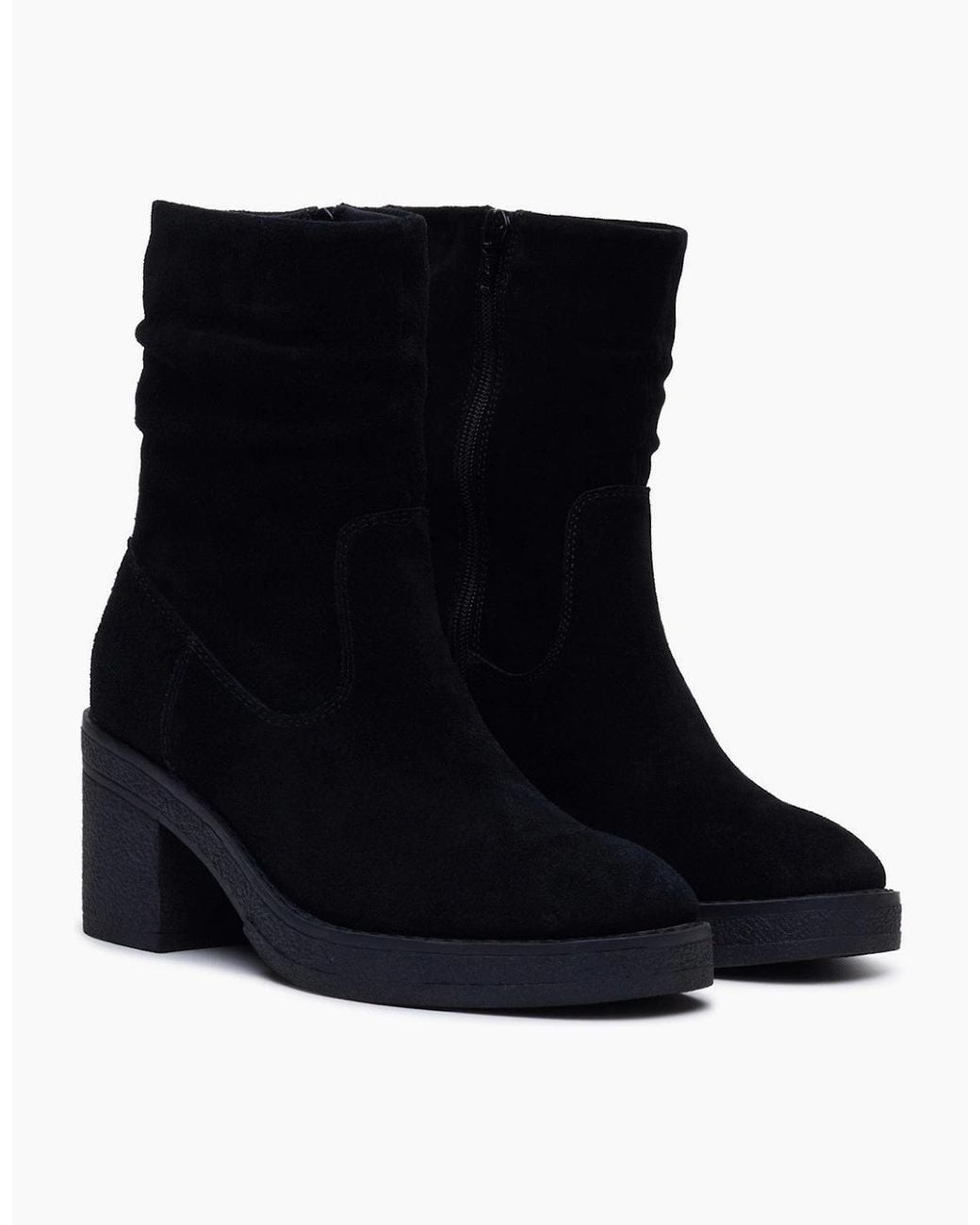 Hush Puppies Black Flora Ruched Boot Mid Calf Boots