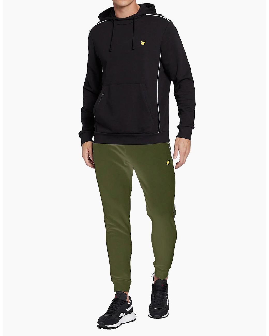 Lyle & Scott Green Lyle & Scott Jogger Fleece Bottom Sweatpants Trouser Contrast Piping for men