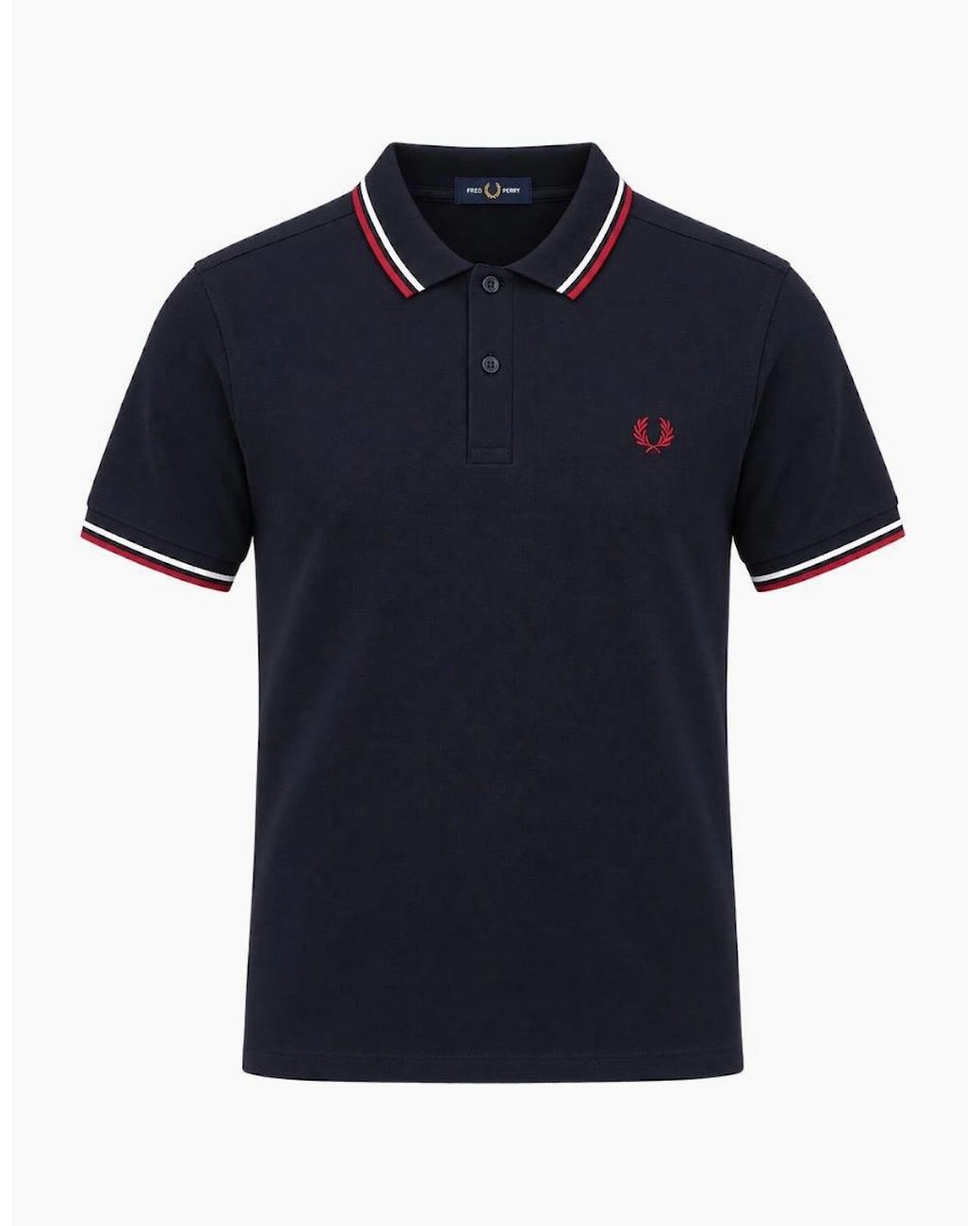 Fred Perry Blue Twin Tipped Polo Shirt/Snow/Burnt for men