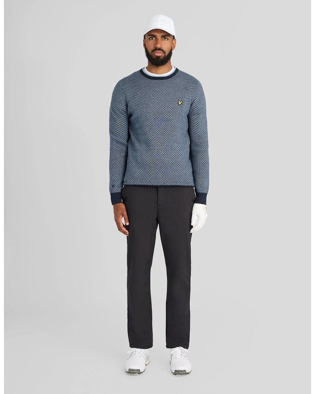 Lyle & Scott Blue Cashmere Blend Crew Neck Jumper for men