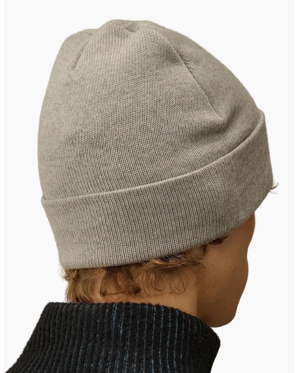 C P Company Gray Extrafine Merino Wool Logo Beanie for men