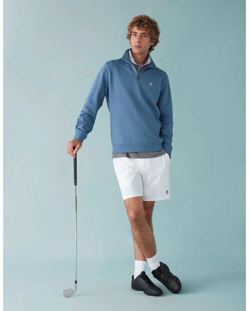 Original Penguin Blue Penguin Penguin 1/4 Zip Sweat Shirt Copen for men
