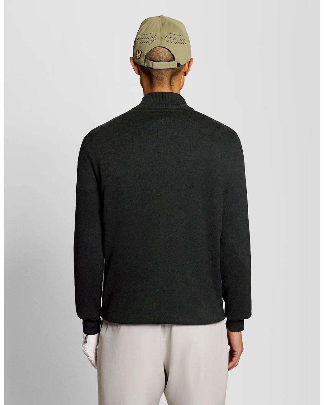 Lyle & Scott Black Cotton Blend 1/4 Zip Jumper for men