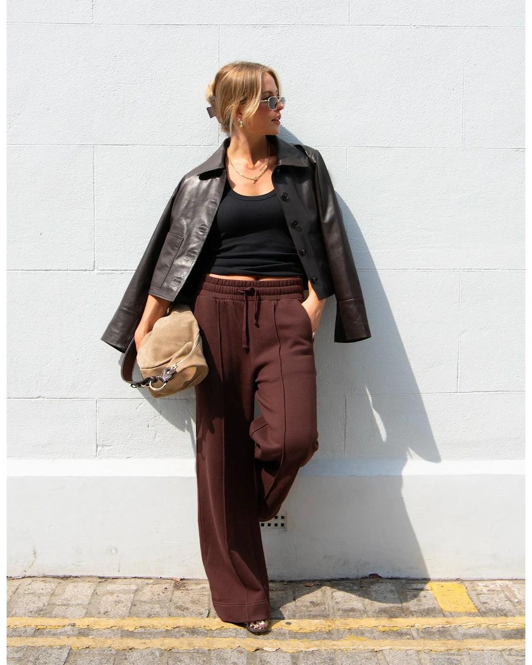 Ro&zo Red Chocolate- Wide-Leg Sweatpants