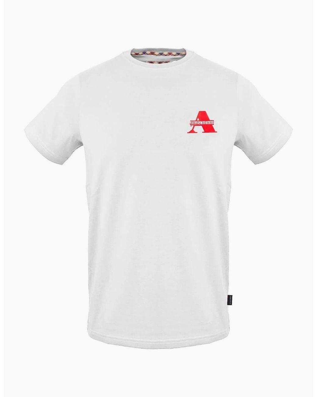 Aquascutum White Regular Fit Crew Neck Short Sleeve T-Shirt for men