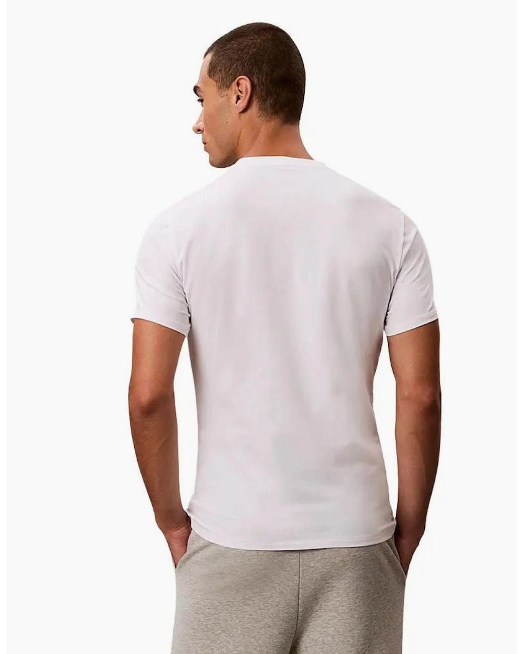 Calvin Klein White 3-Pack Cotton Microfibre Stretch Crew-Neck T-Shirts for men