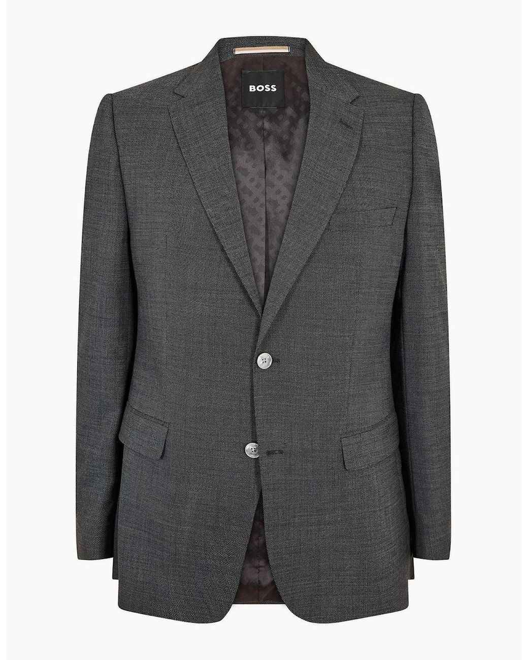 Boss Black Jasper Solid Patterned Suit Jacket With Flap Pocket for men