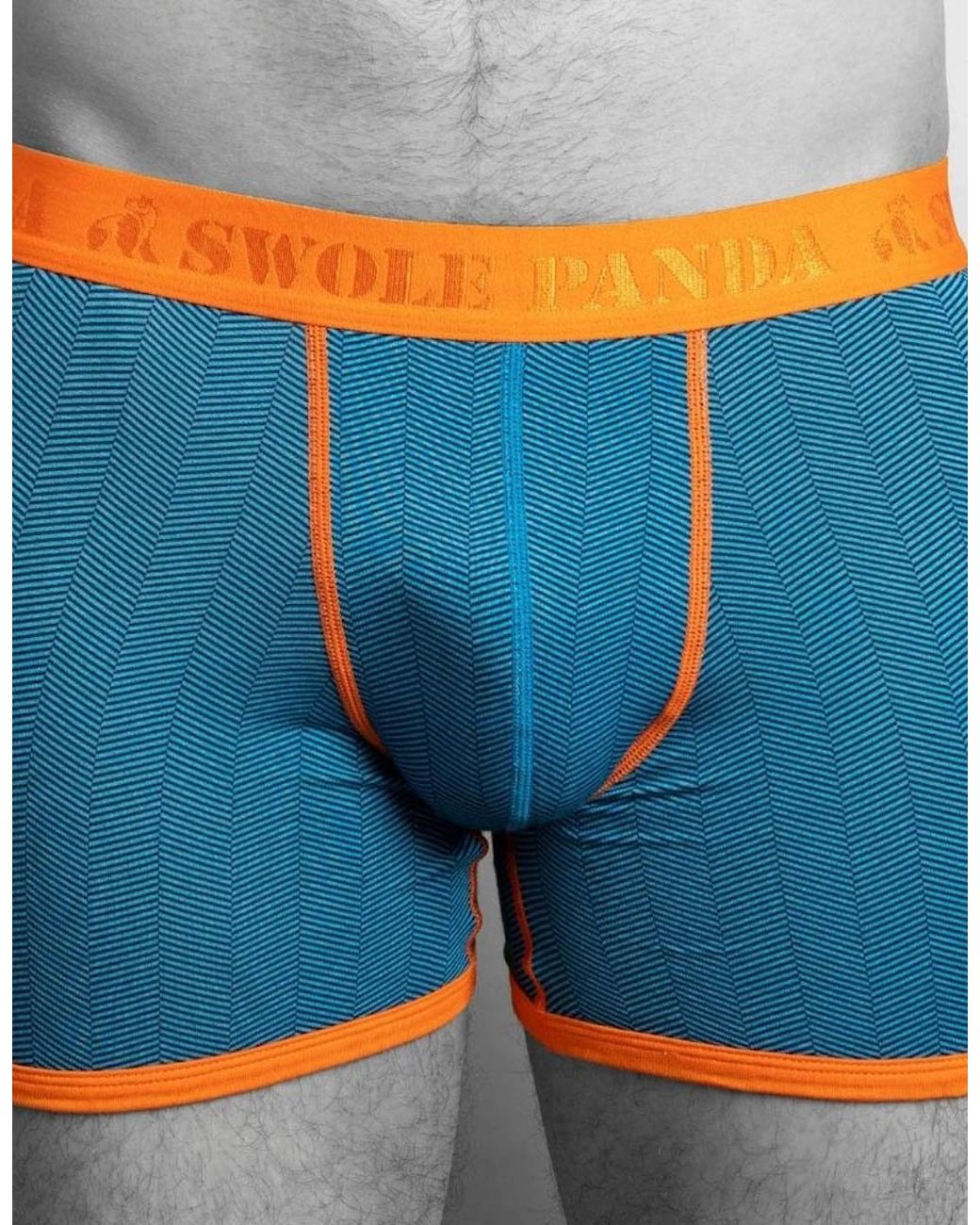 Swole Panda Blue Herringbone Bamboo Boxer Brief for men