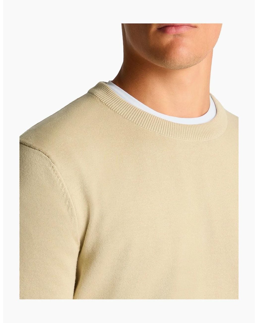 Remus Uomo Natural Tapered Fit Cotton Crew Neck Sweater Ecru for men