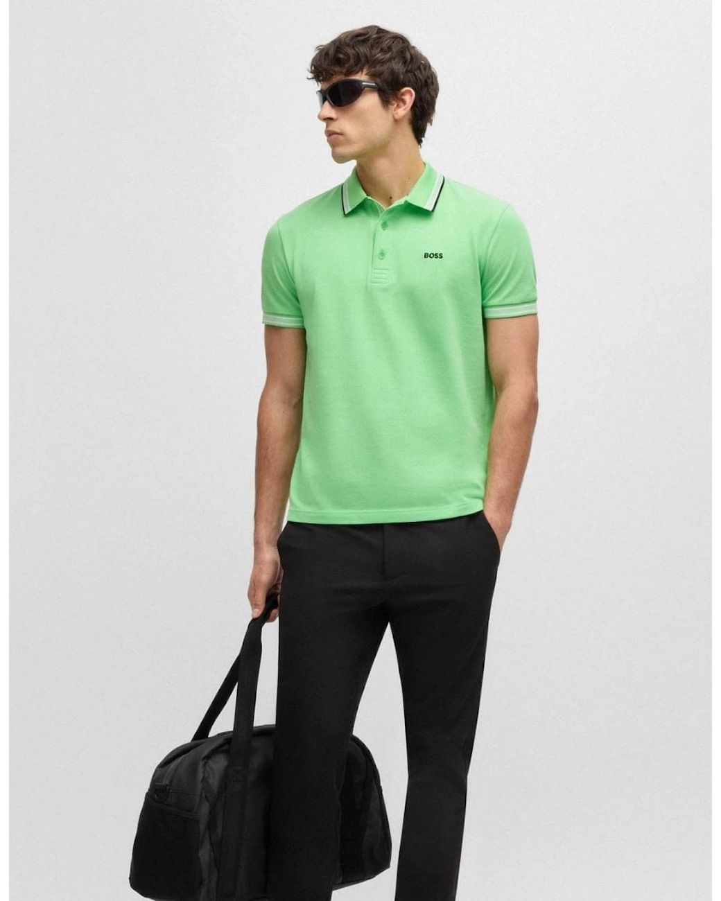 Boss Green Boss Paddy Cotton-Piqué Polo Shirt With Contrast Logo for men
