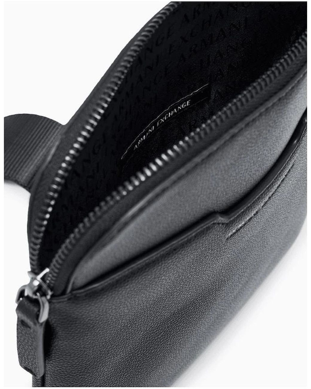 ARMANI EXCHANGE Black Embossed Logo Mini Crossbody Bag for men