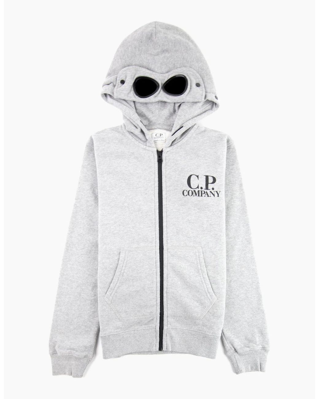 C P Company White Undersixteen Basic Fleece Goggle Hooded Sweatshirt M93