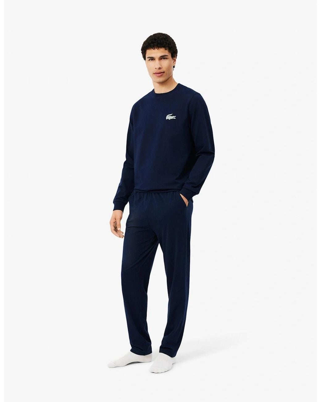 Lacoste Blue Fleece Lounge Hoodie for men