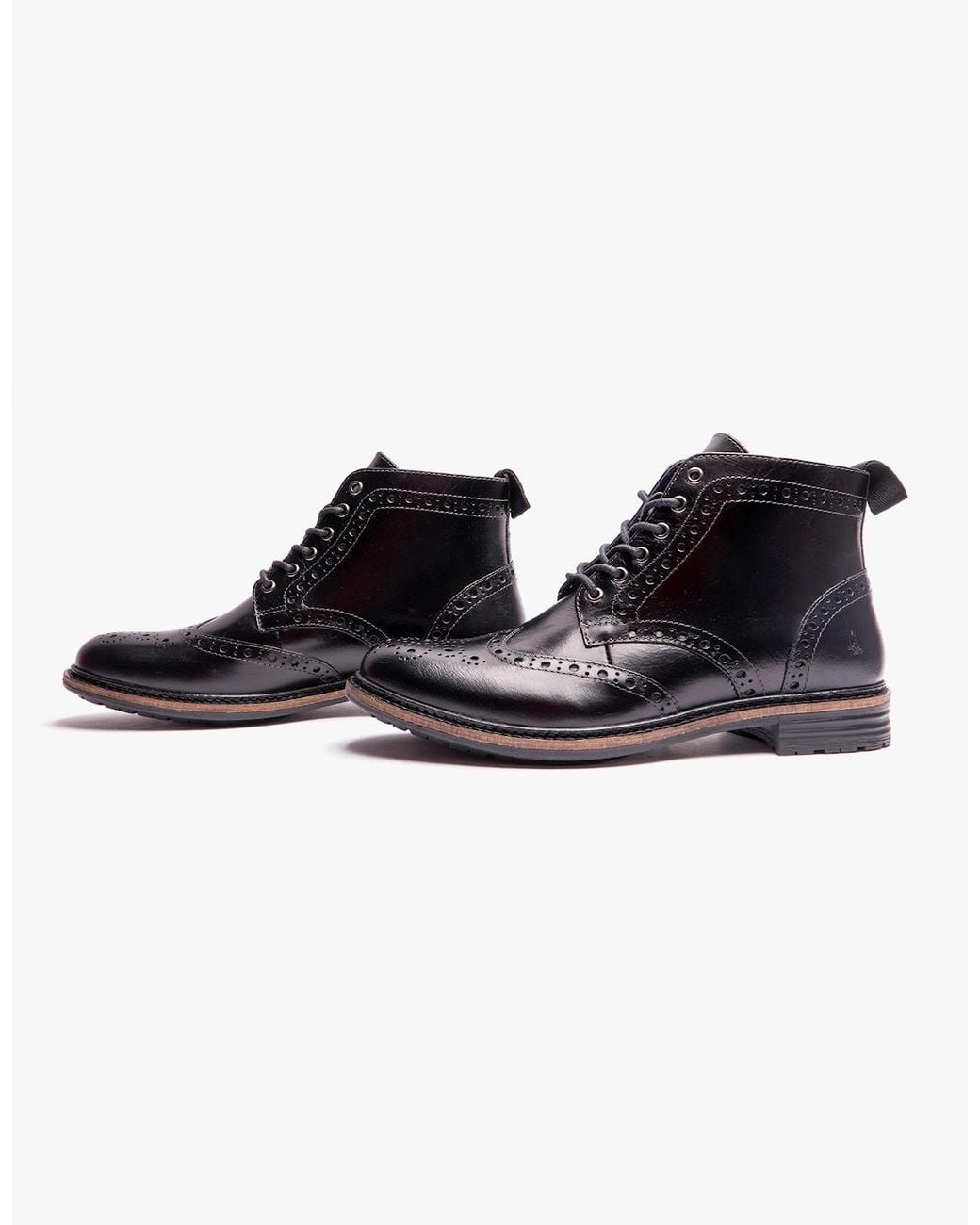 Hush Puppies Black Joshua Brogue Boots for men