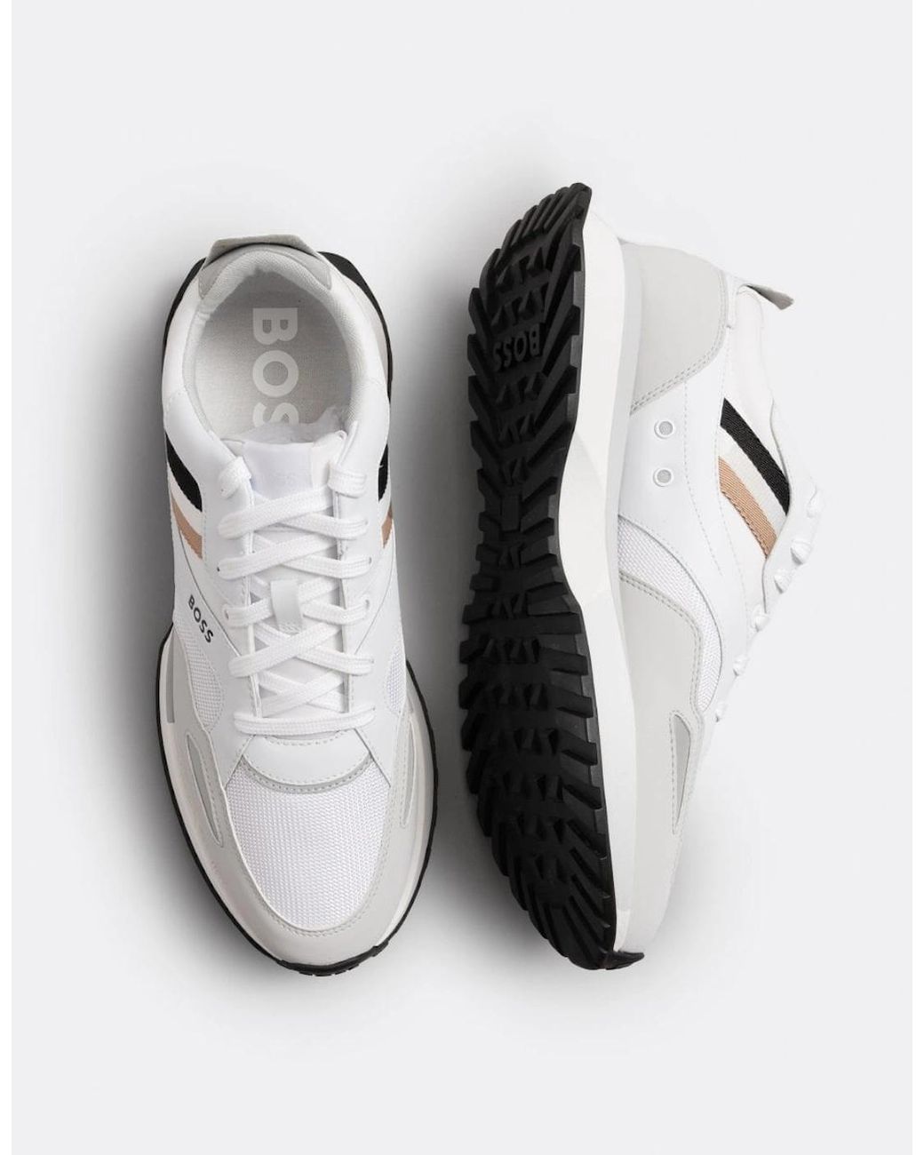 Boss White Boss Jonah Running Style Trainers With Eva Rubber Outsole for men