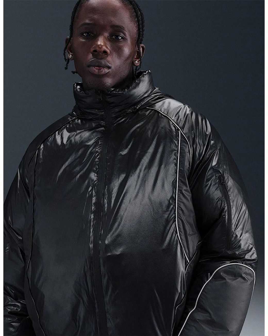Nike Blue Waxed Hooded Full Zipped Raglan Sleeve Windbreaker for men
