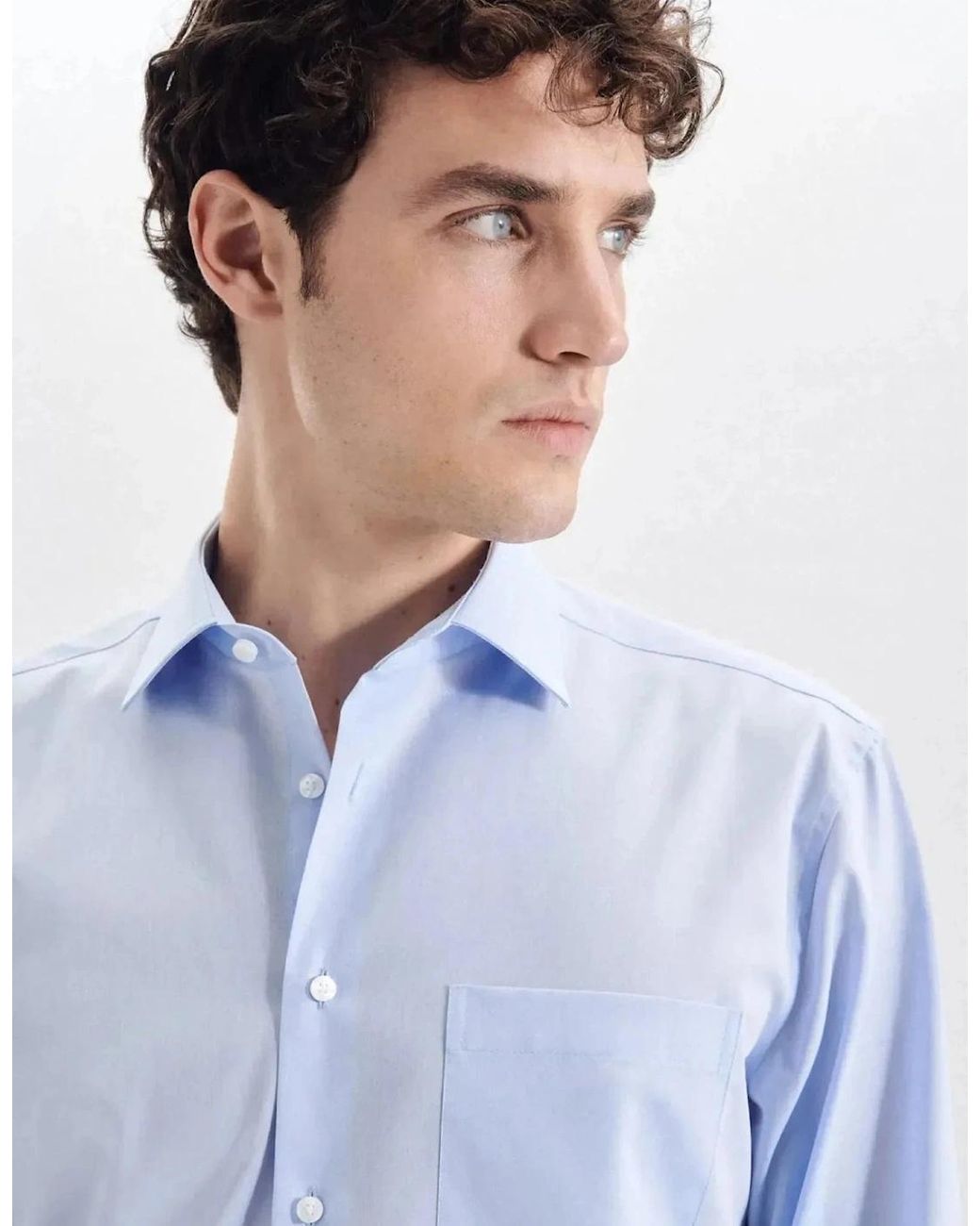 Seidensticker Blue Regular Fit No Iron Kent Collar Business Shirt Light for men