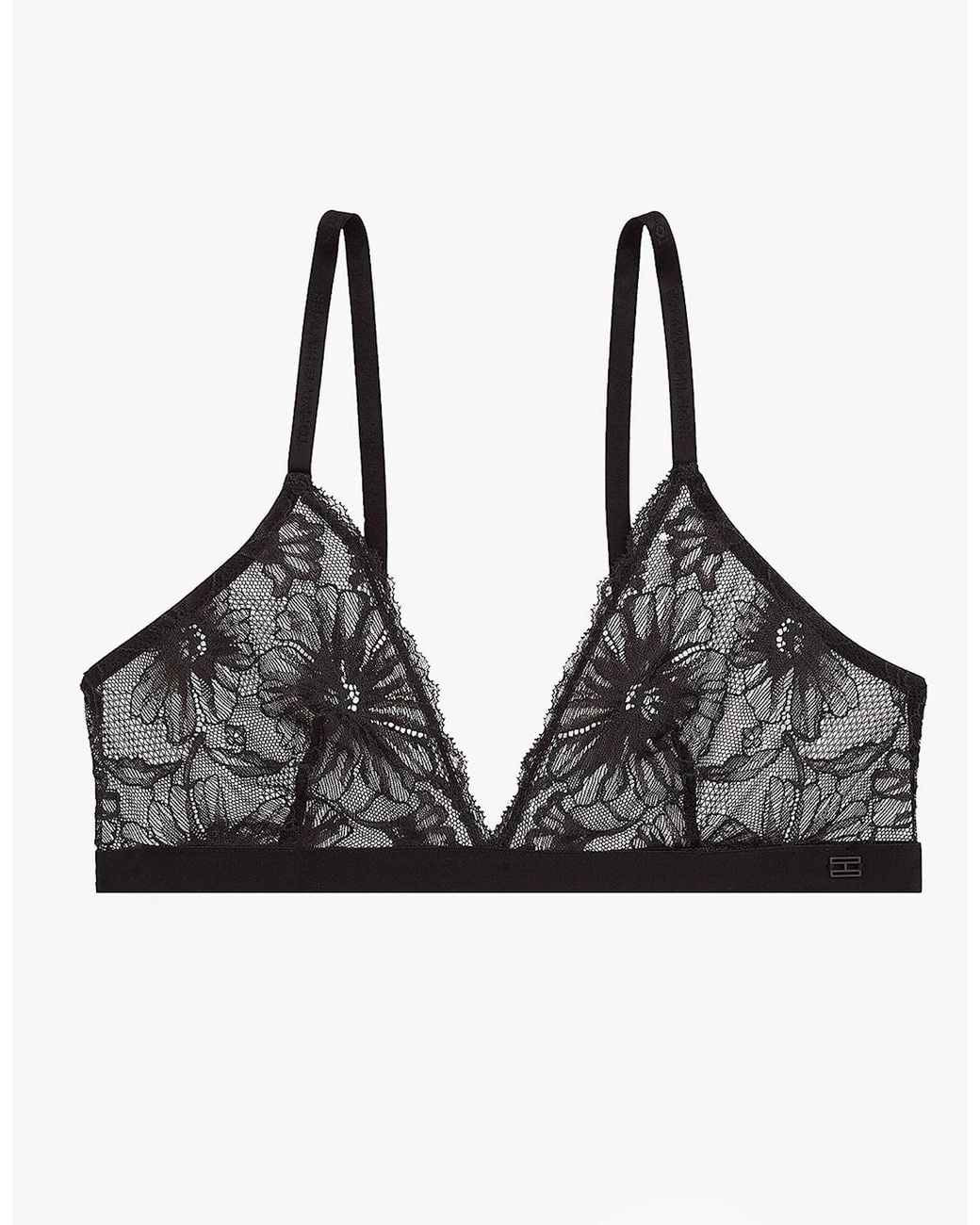Tommy Hilfiger Black Floral Lace Triangle Bra