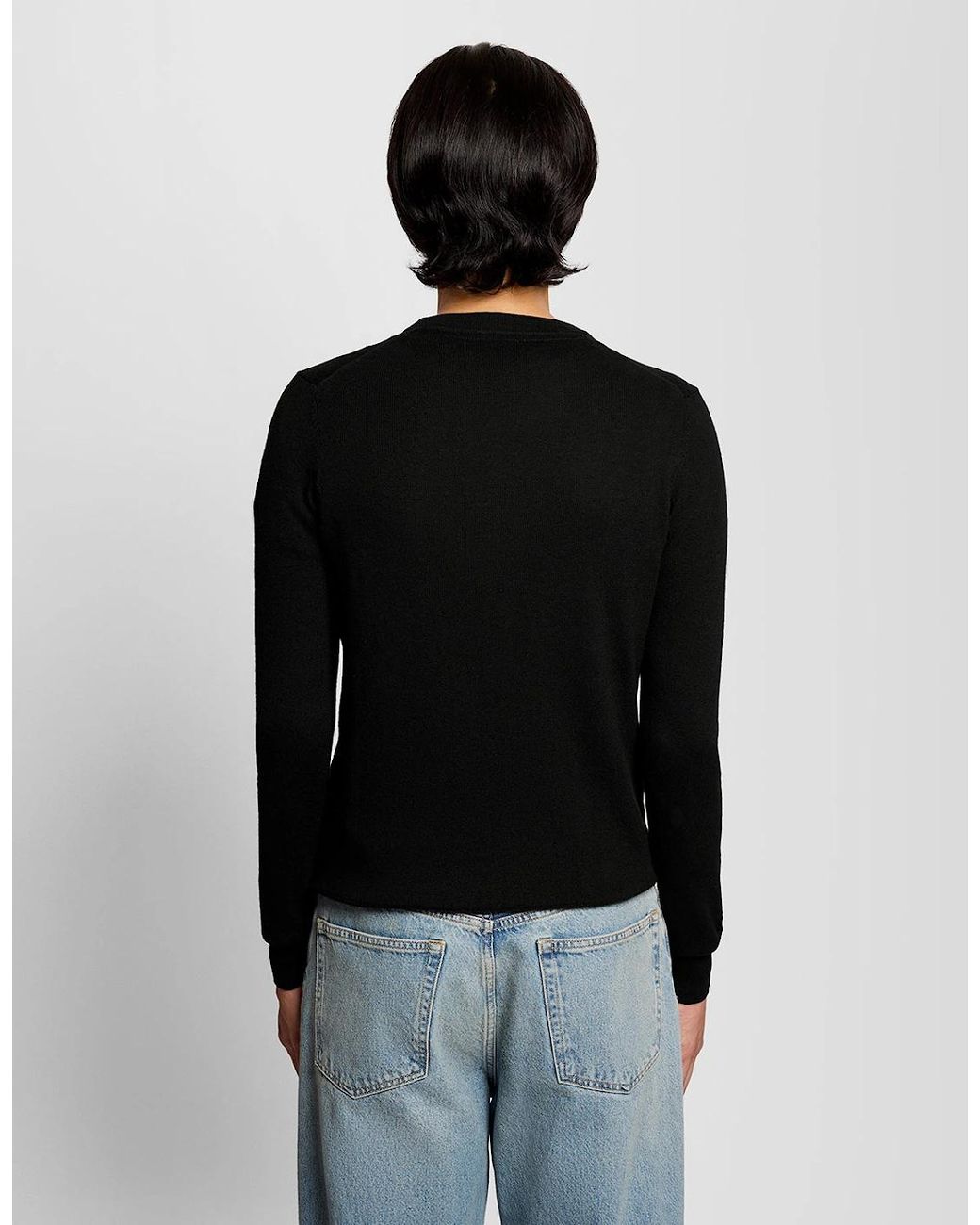 Lyle & Scott Black Cotton Merino Crew Neck Jumper for men
