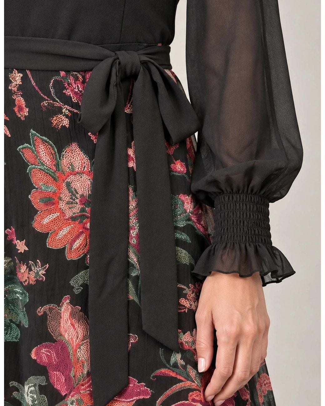 James Lakeland Black Floral Midi Dress