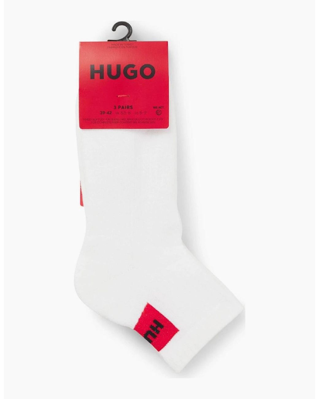 Boss White Pack Of Logo Ankle Socks for men