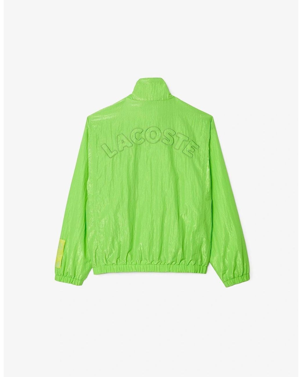 Lacoste Green Solid Patterned Rain Jacket With Crocodile Logo for men
