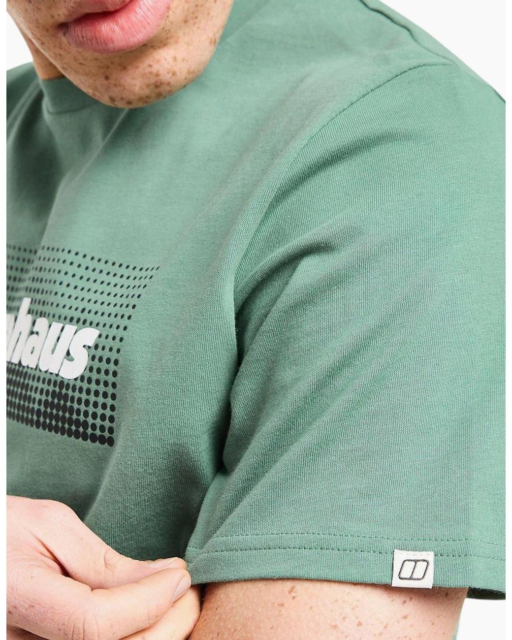 Berghaus Green T Shirt Dot Maintain Logo Crew Neck Short Sleeve Cotton Summer Tee for men