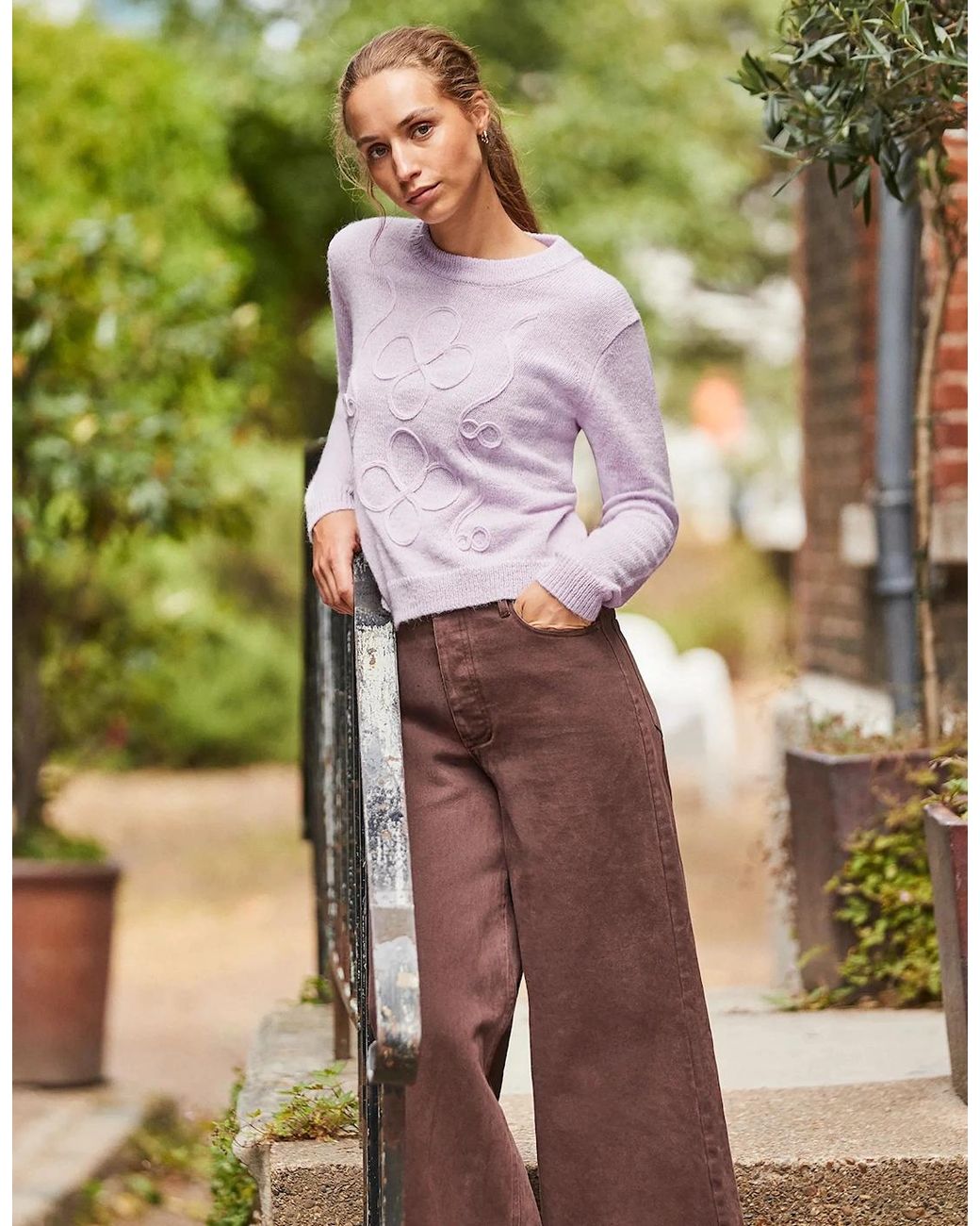 Ro&zo Purple Lilac Applique Knit Jumper With Alpaca