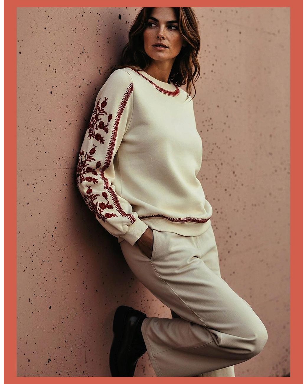 Nooki Design Brown Catalina Embroidered Sweater