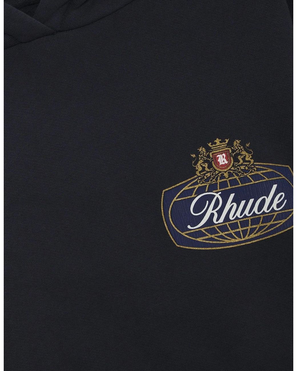 Rhude Blue Safari Crest Hooded Top for men