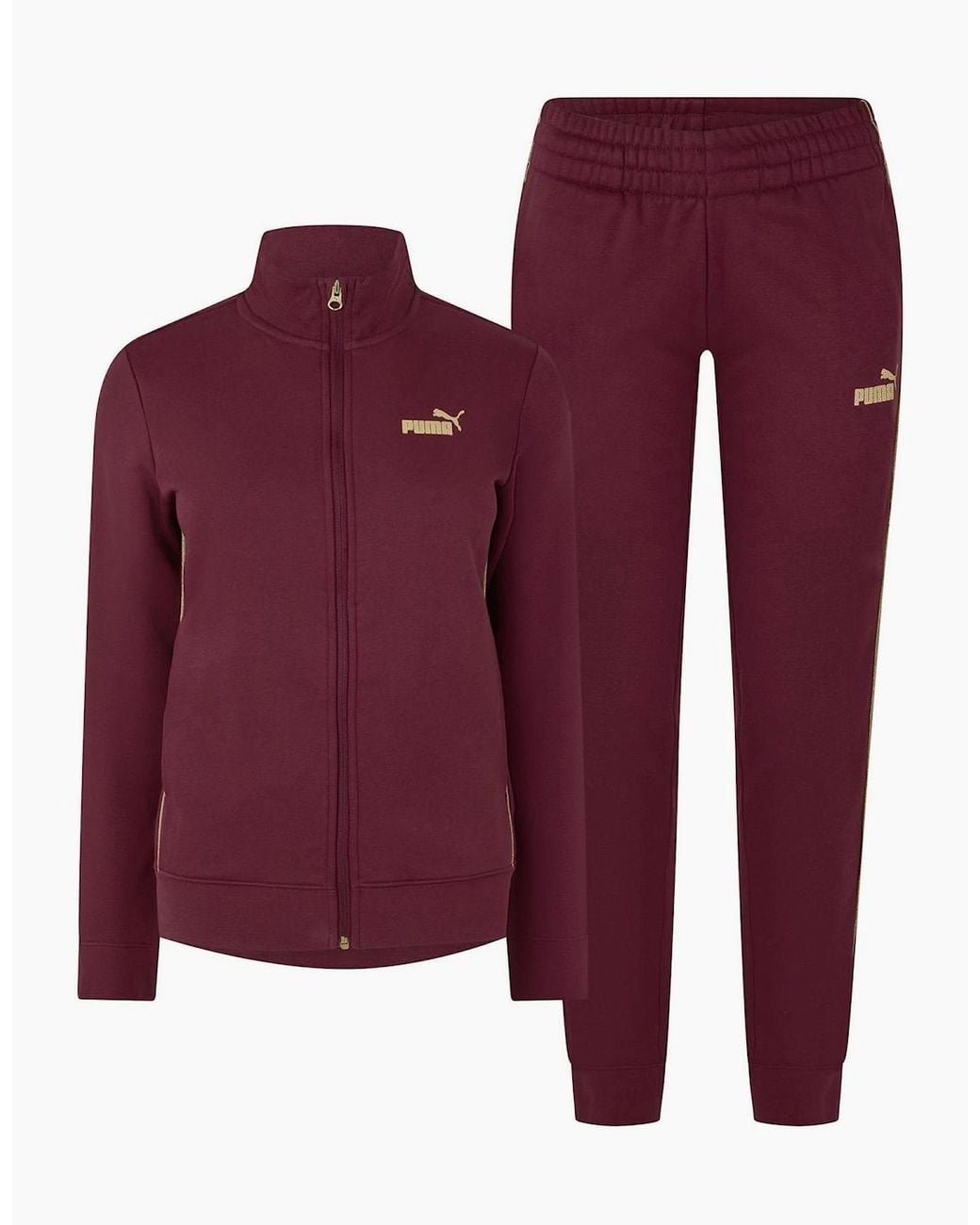 PUMA Purple Textured Foil Logo Full Zip Fleece Tracksuit