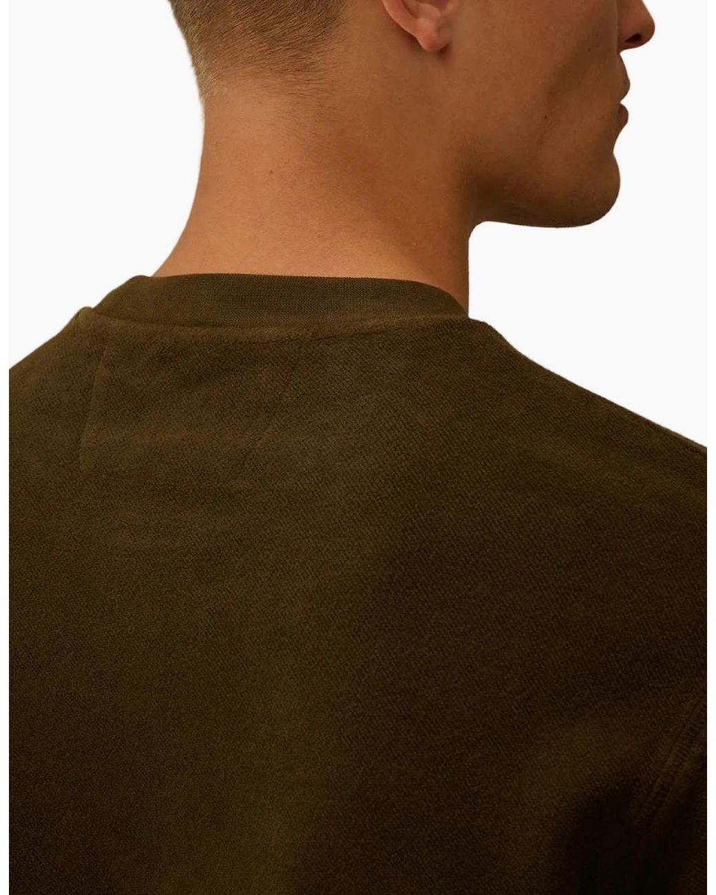 C P Company Green Brushed Fleece Lens Sweat for men