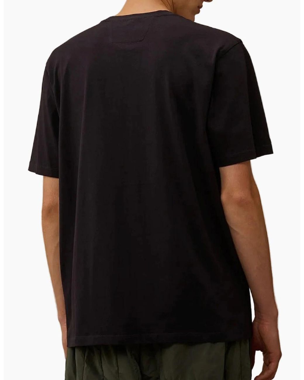 C P Company Black Vertical Logo Print T-Shirt for men