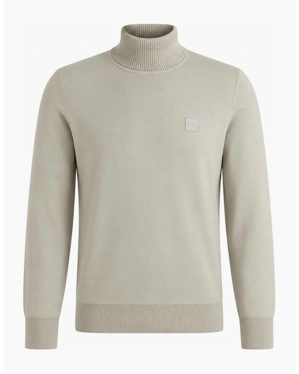 Boss Gray Boss Akiro Roll Neck Logo Jumper Light Natural for men