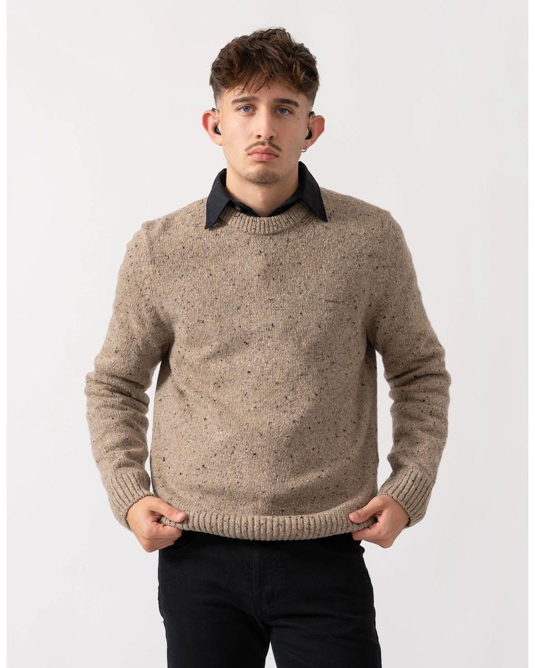 Gant Natural Wool Blend Neps Crew Neck Jumper for men